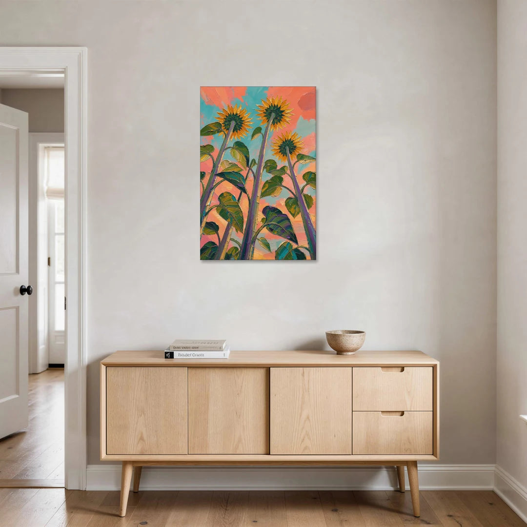 Yellow Flower Looking Up at Dusk - Canvas Wall Art - Coffee Table - 24x36
