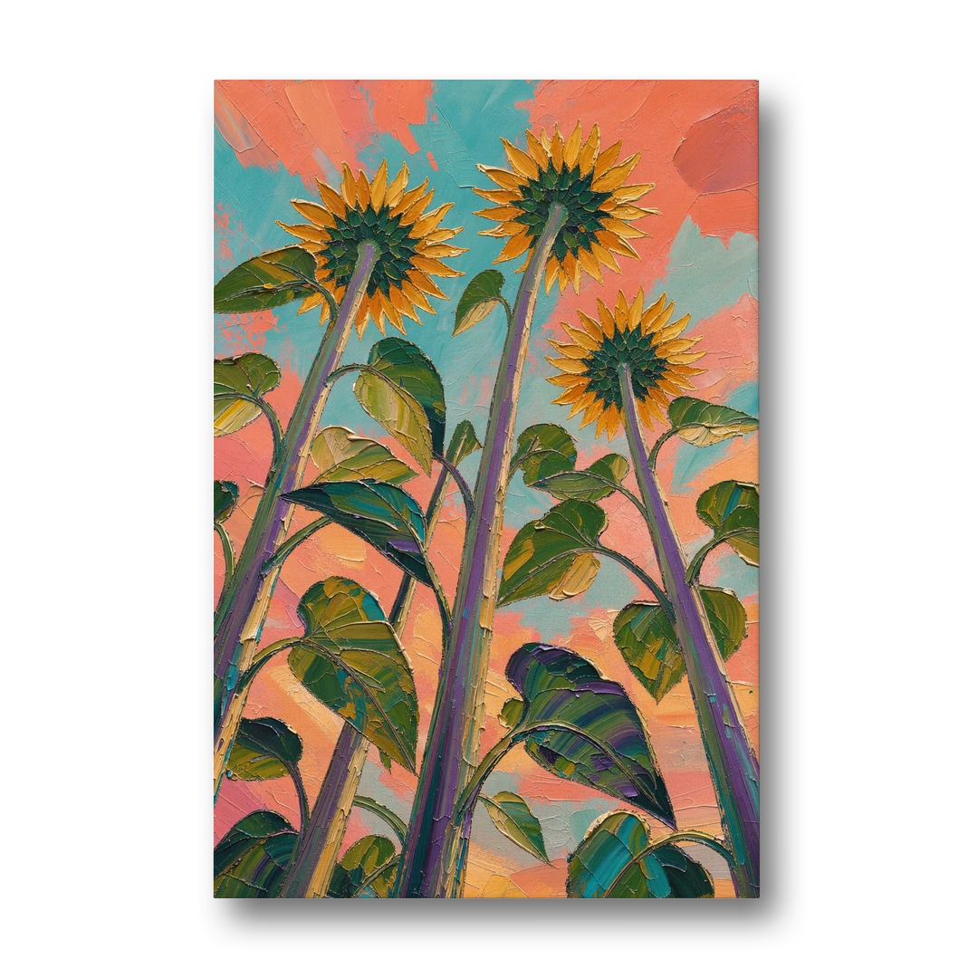 Yellow Flower Looking Up at Dusk - Canvas Wall Art - Front