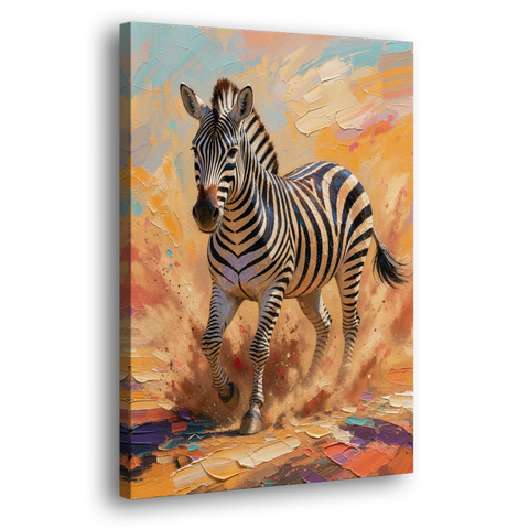 Safari Zebra Framed Art in Red Dust - Canvas Wall Art