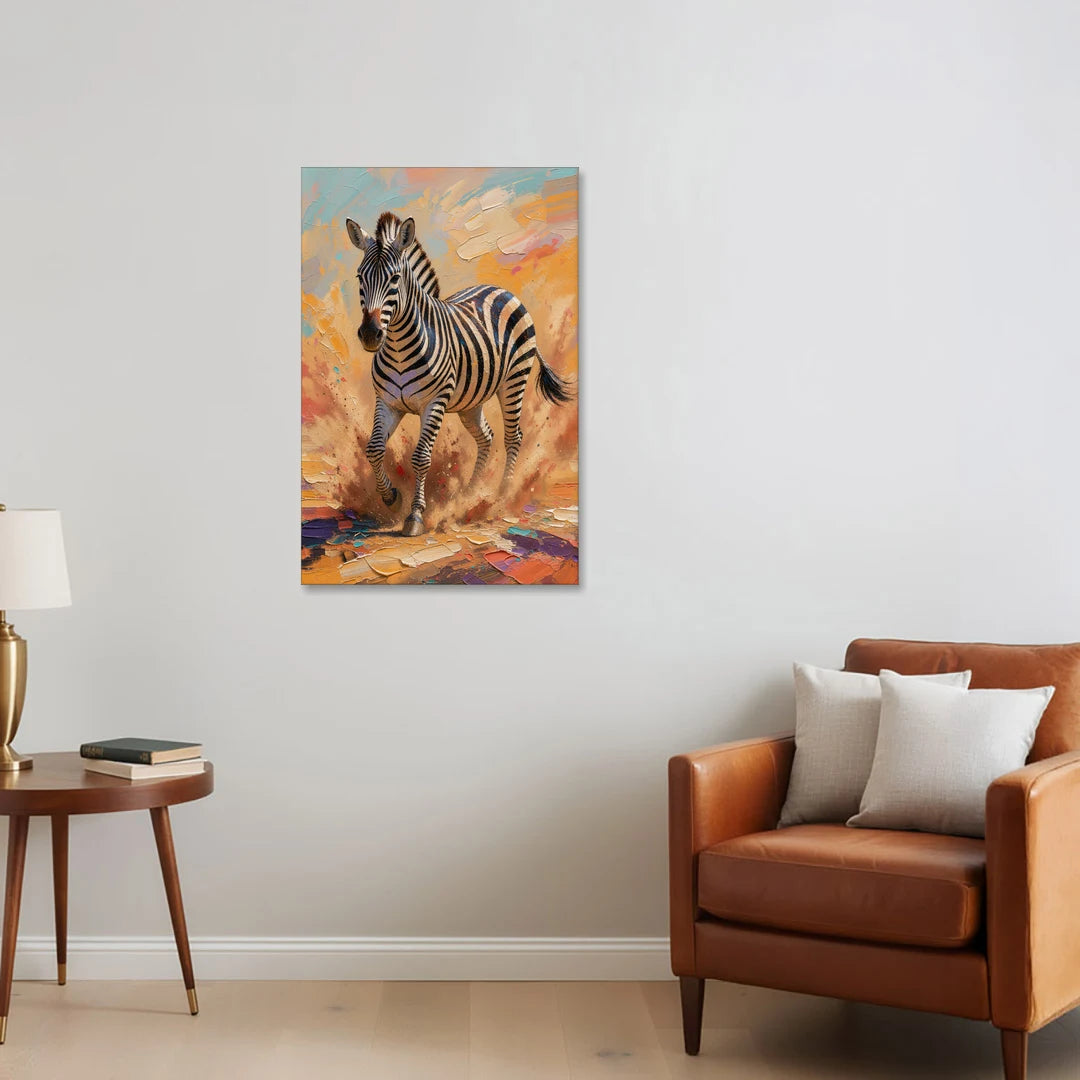 Zebra Framed Art in Red Dust - Canvas Wall Art - Sofa - 24x36