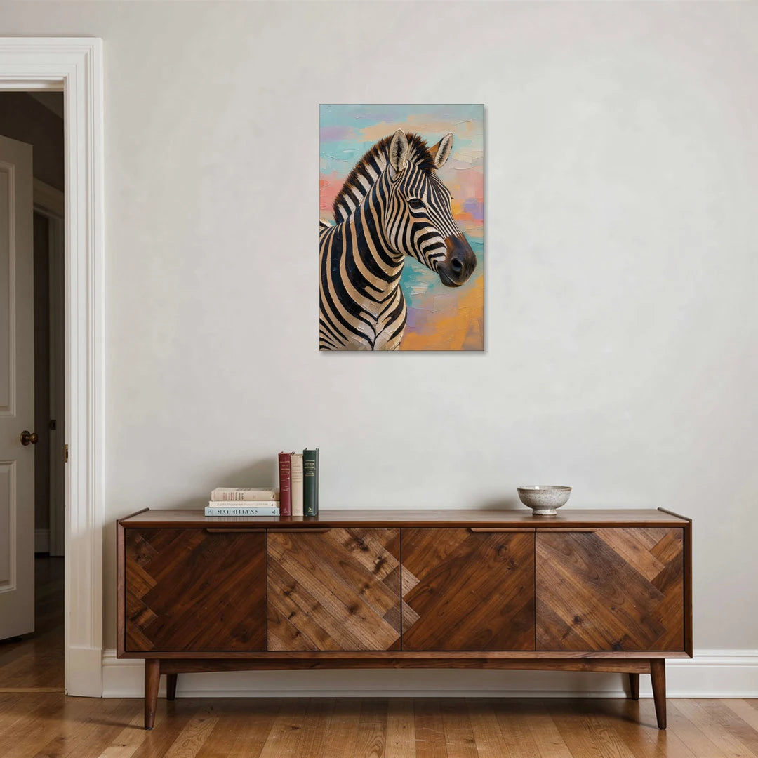 Zebra Head in Sculpted Impasto - Canvas Wall Art - Coffee Table - 24x36