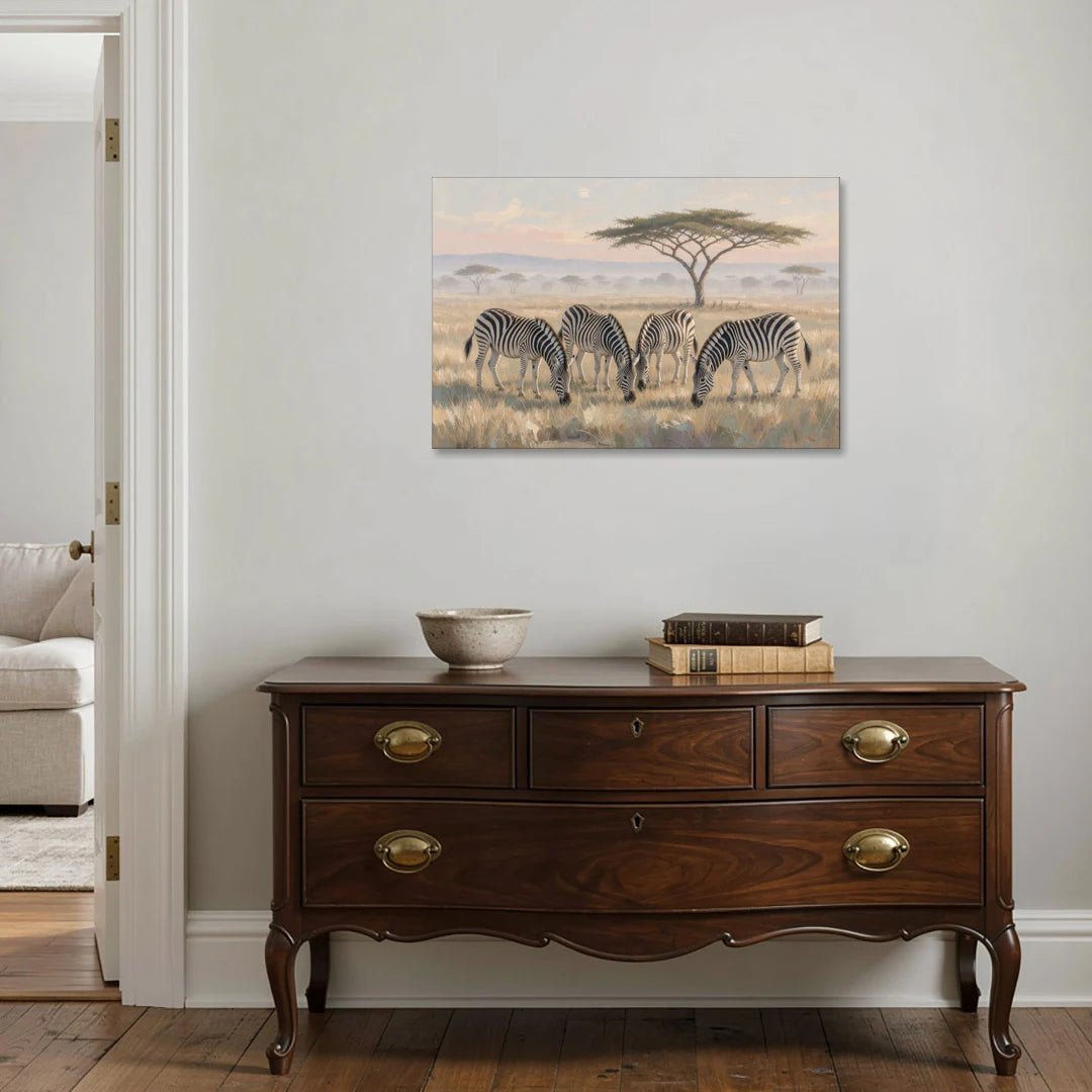 Zebra Home Decor Grazing Under Acacia - Canvas Wall Art - Coffee Table - 36x24