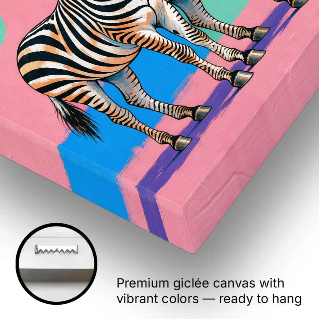 Zebra Pop Art Trio - Canvas Wall Art - Gallery Wrap Corner