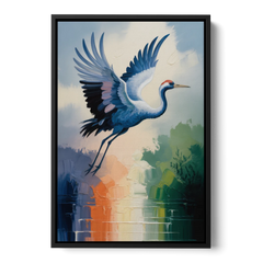 Zen Crane Calm - Black Framed Canvas Wall Art - Front