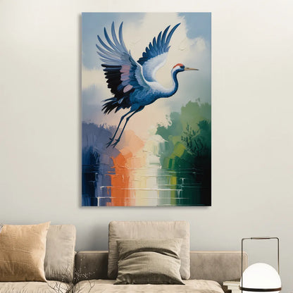 Zen Crane Calm Living Room - Canvas Wall Art