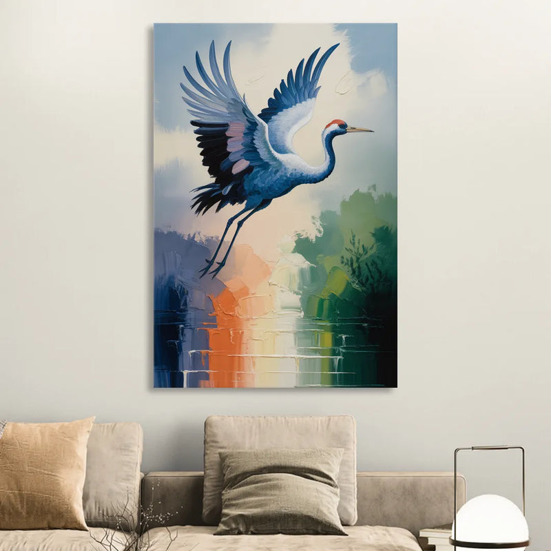 Zen Crane Calm Living Room - Canvas Wall Art