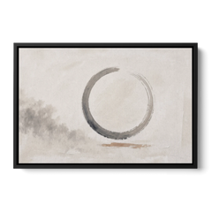 Zen Wall Art Open Ink Circle with Cedar Smudge - Black Framed Canvas Wall Art - Front
