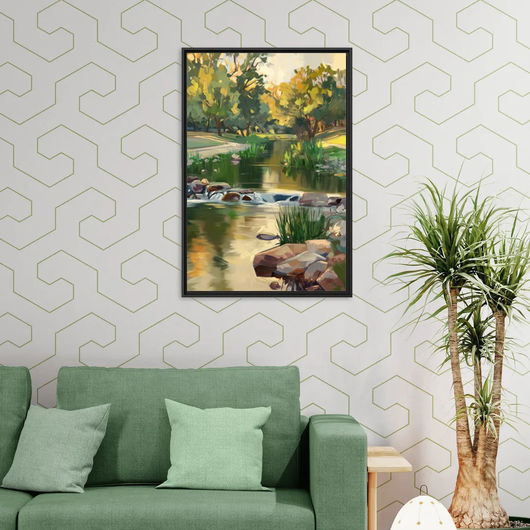 Austin Greenbelt Escape - Living Room Black Frame Canvas