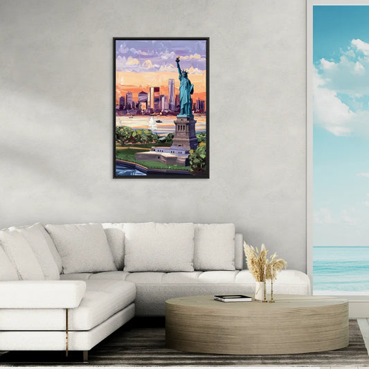 Jersey City Liberty State Park - Living Room Black Frame Canvas