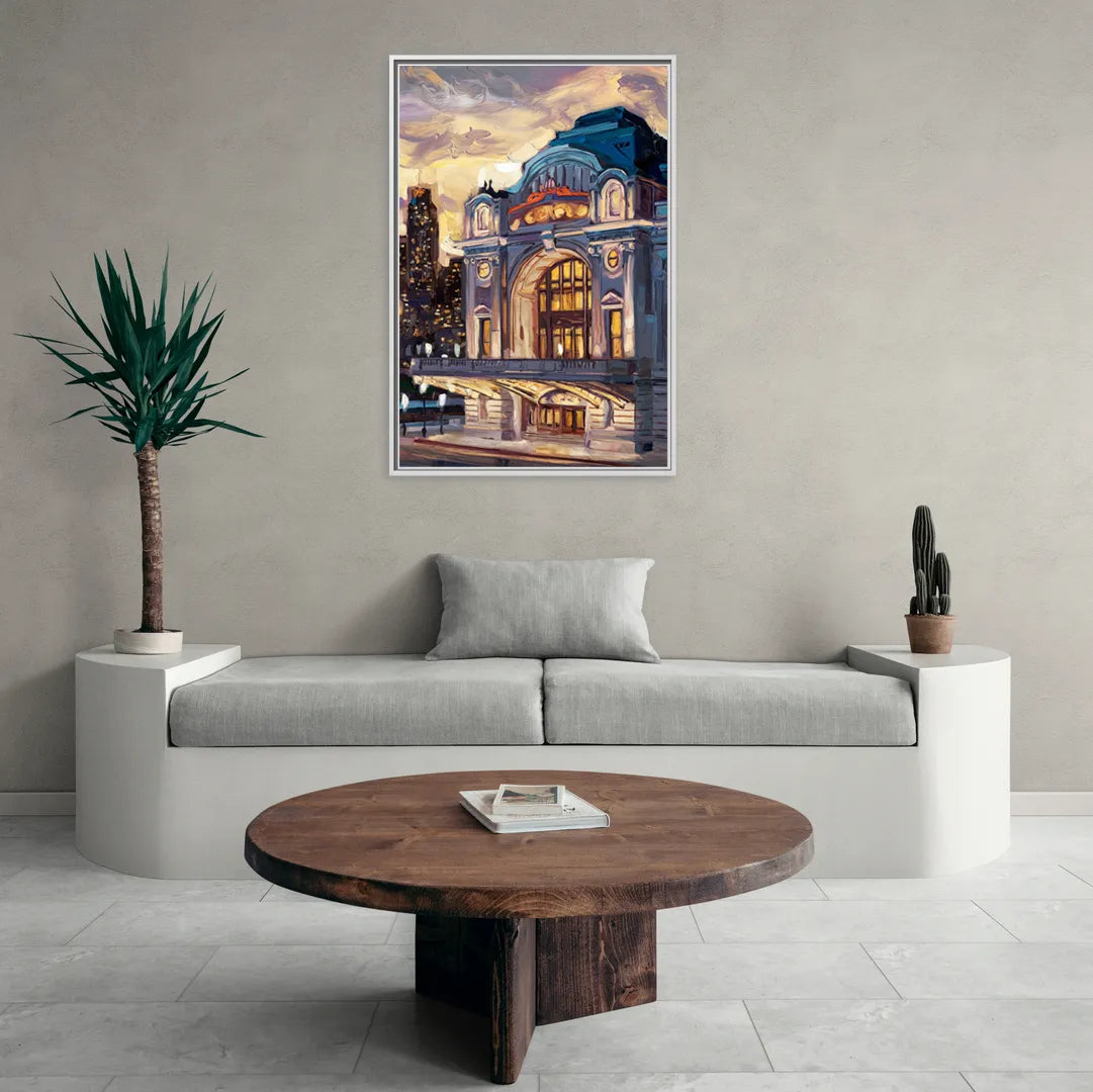 Kansas City Union Station - Living Room White Frame Canvas