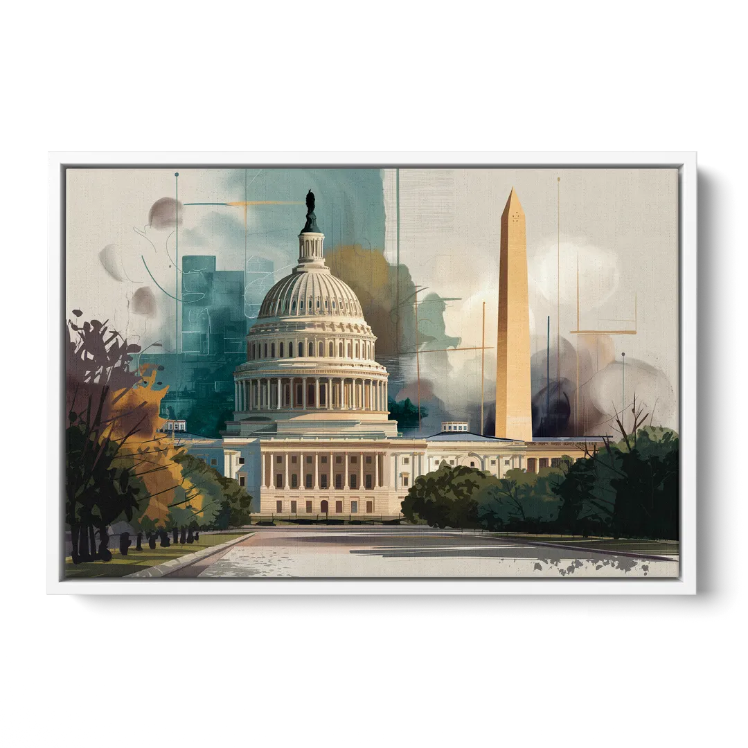 Washington Dc Architecture - White Frame Canvas