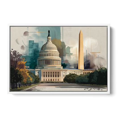 Washington Dc Architecture - White Frame Canvas