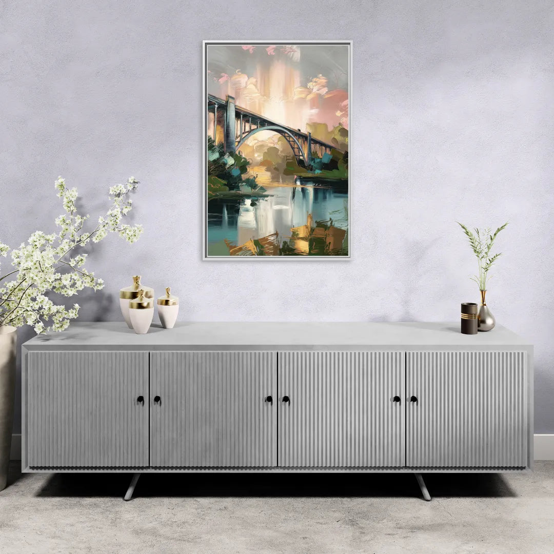 Augusta Iconic Bridge View - Living Room White Frame Canvas