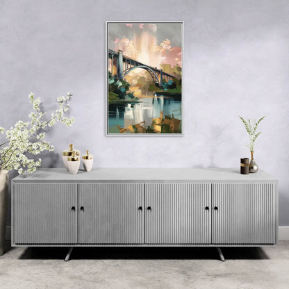 Augusta Iconic Bridge View - Living Room White Frame Canvas