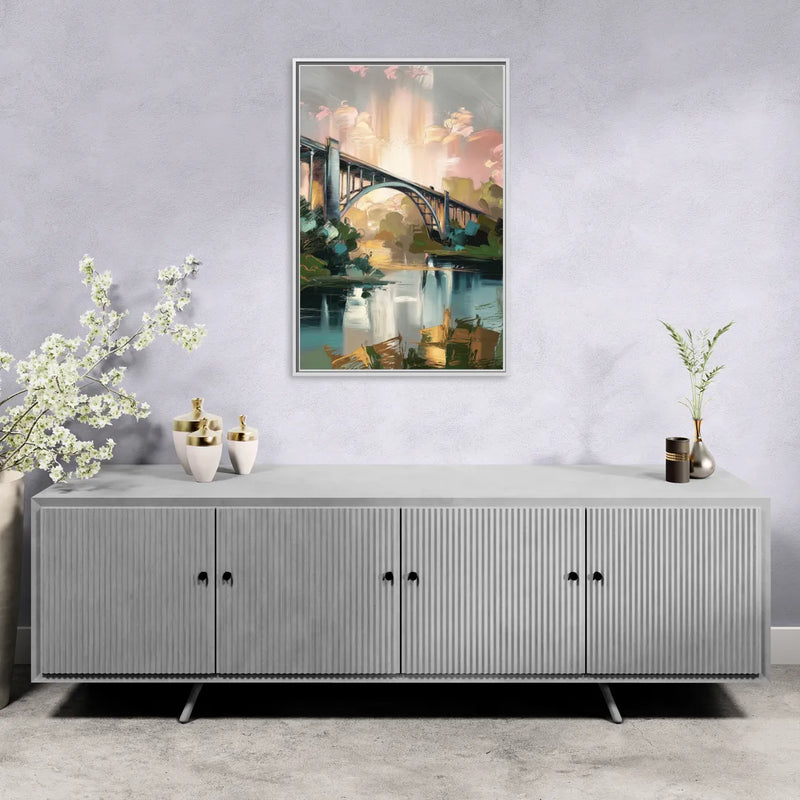 Augusta Iconic Bridge View - Living Room White Frame Canvas