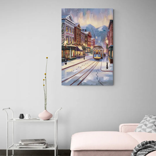 Salt Lake City Winter Scene - Canvas Wall Art Living Room