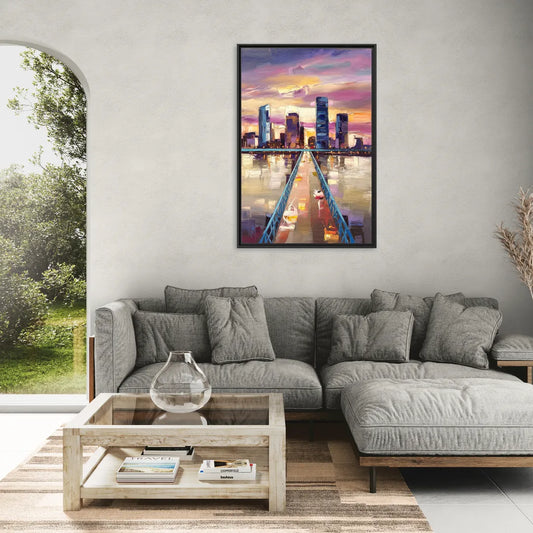 Jacksonville Downtown Views - Living Room Black Frame Canvas