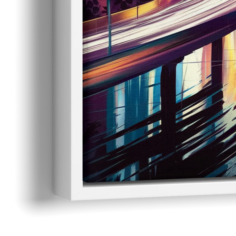 Houston City Lights - Close-Up White Frame Canvas