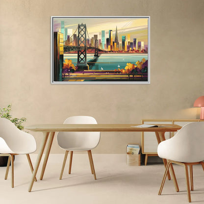 Oakland Downtown Vibes - Living Room White Frame Canvas