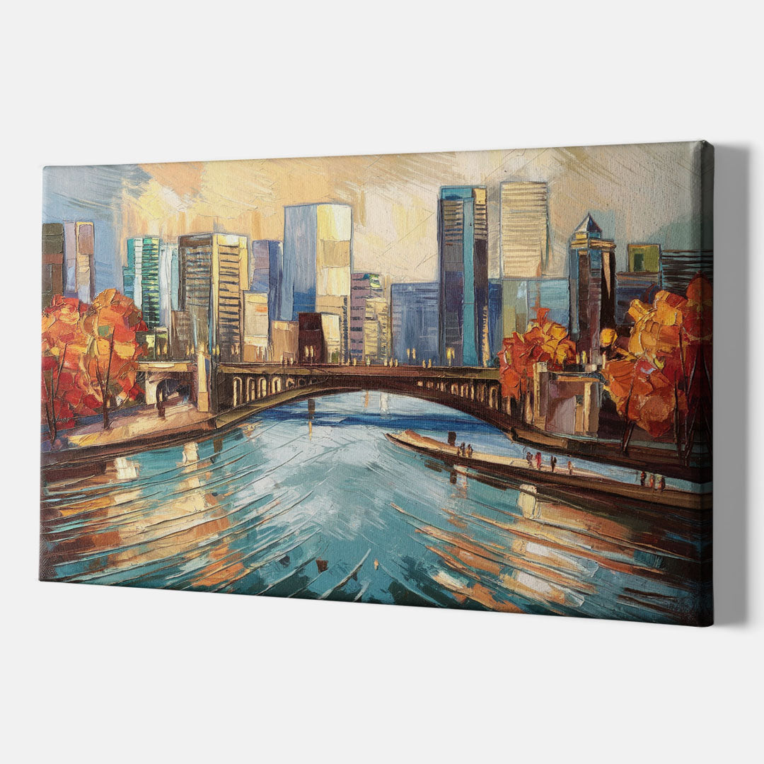 Grand Rapids Urban River Views - Canvas Wall Art Indoor