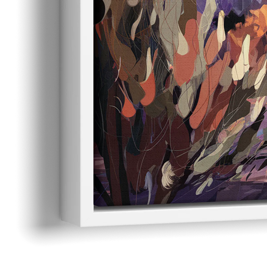 Denver Downtown Panorama - Close-Up White Frame Canvas