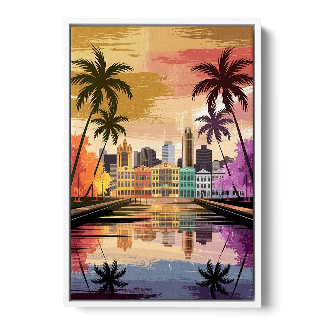 Tampa Historic Ybor City - White Frame Canvas