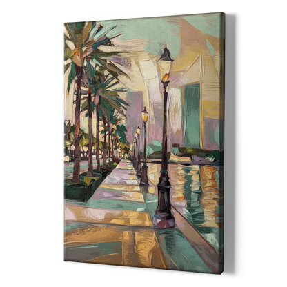 Tampa Bayshore Boulevard Scene - Canvas Print Art Sides
