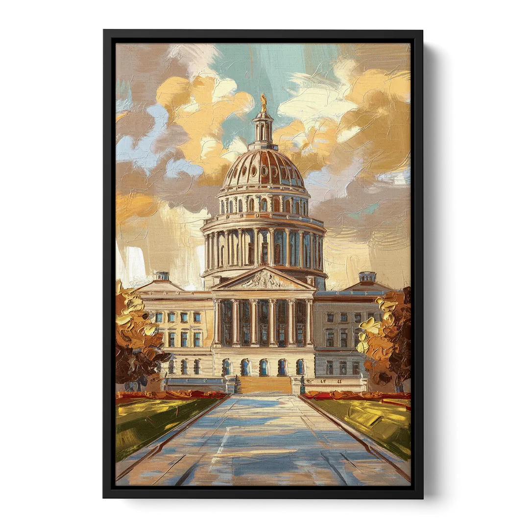 Springfield State Capitol - Black Frame Canvas