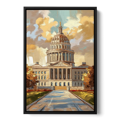 Springfield State Capitol - Black Frame Canvas