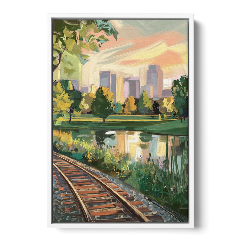 Birmingham Railroad Park - White Frame Canvas