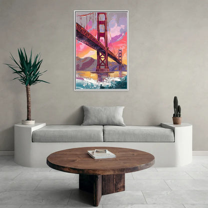 San Francisco Golden Gate Bridge - Living Room White Frame Canvas