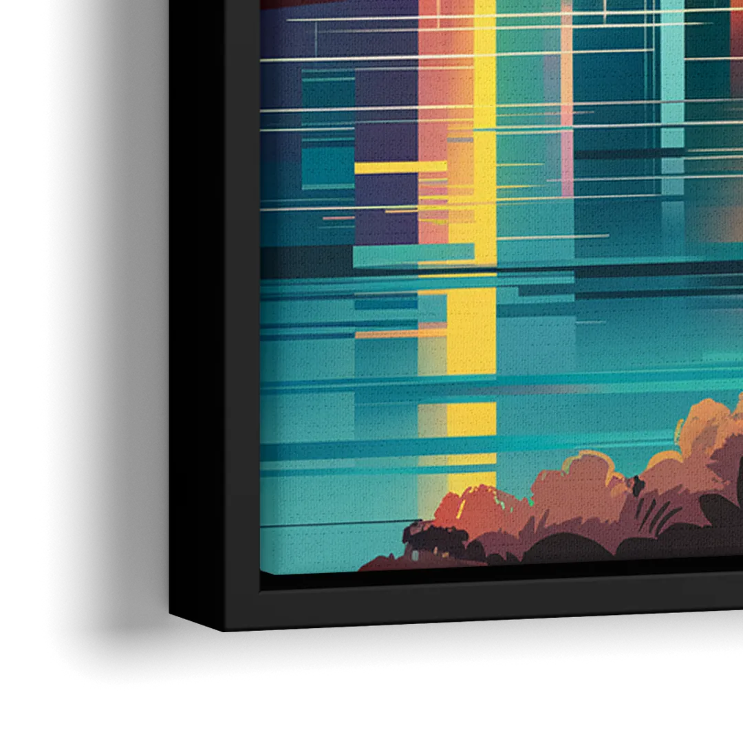 Miami Sunset Boulevard - Close-Up Black Frame Canvas