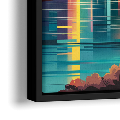 Miami Sunset Boulevard - Close-Up Black Frame Canvas