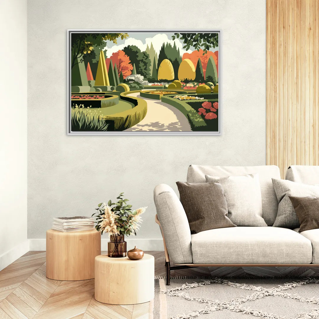 Des Moines Arboretum Views - Living Room White Frame Canvas