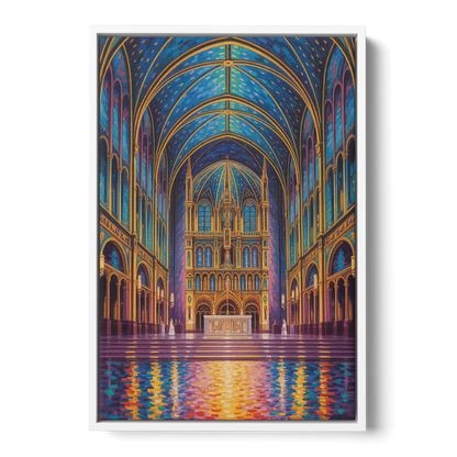 Notre Dame Basilica Interior - White Frame Canvas