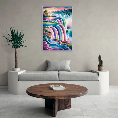 Niagara Falls Summer View - Living Room White Frame Canvas