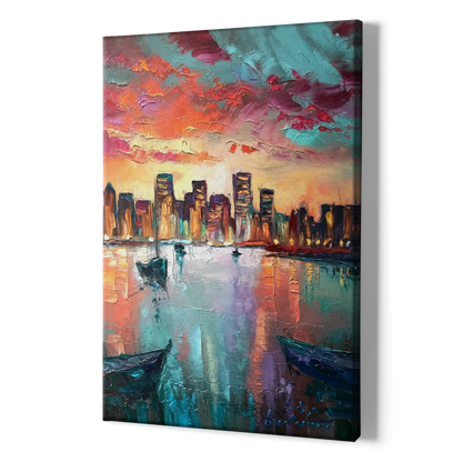 Norfolk Harbor Reflections - Canvas Print Art Sides