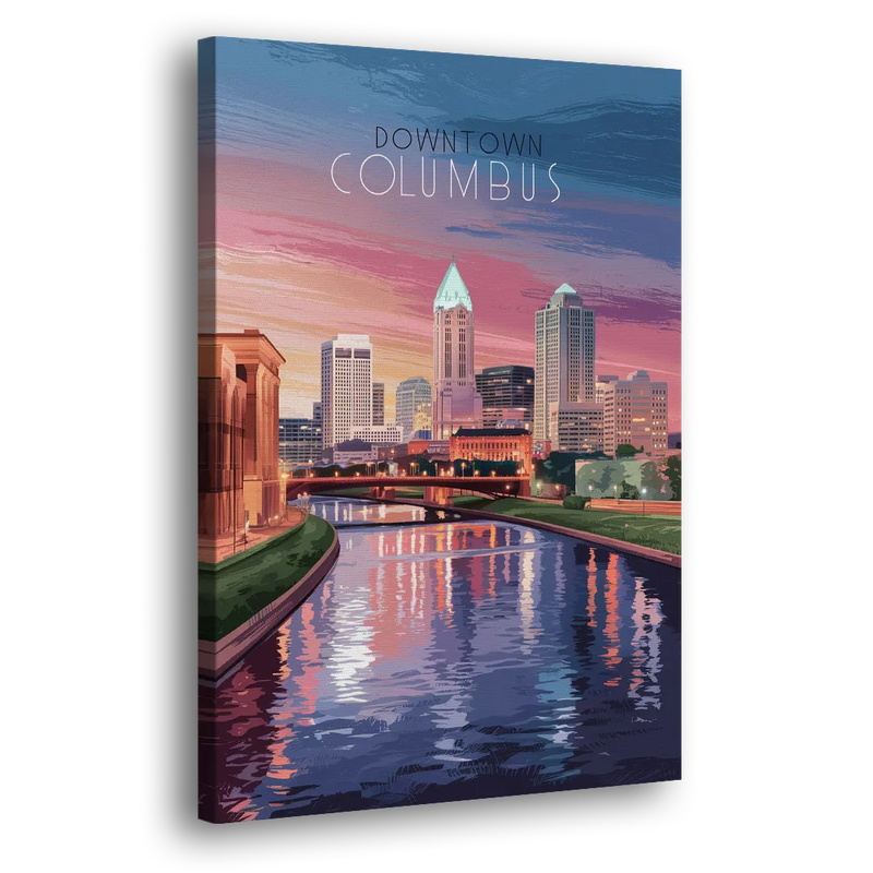 Columbus Downtown Panorama - Canvas Print Art Sides