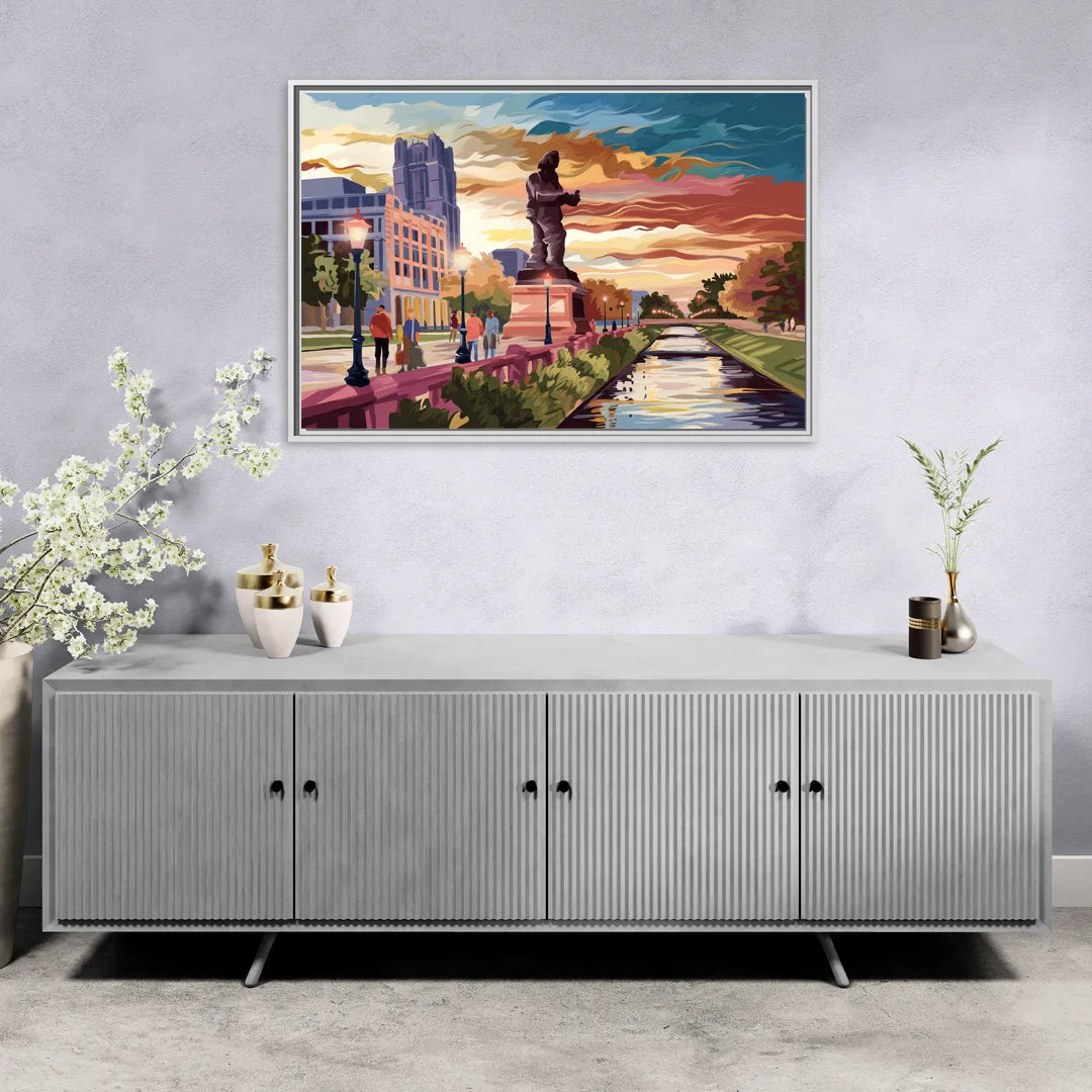 Wichita Historic Landmarks - Living Room White Frame Canvas