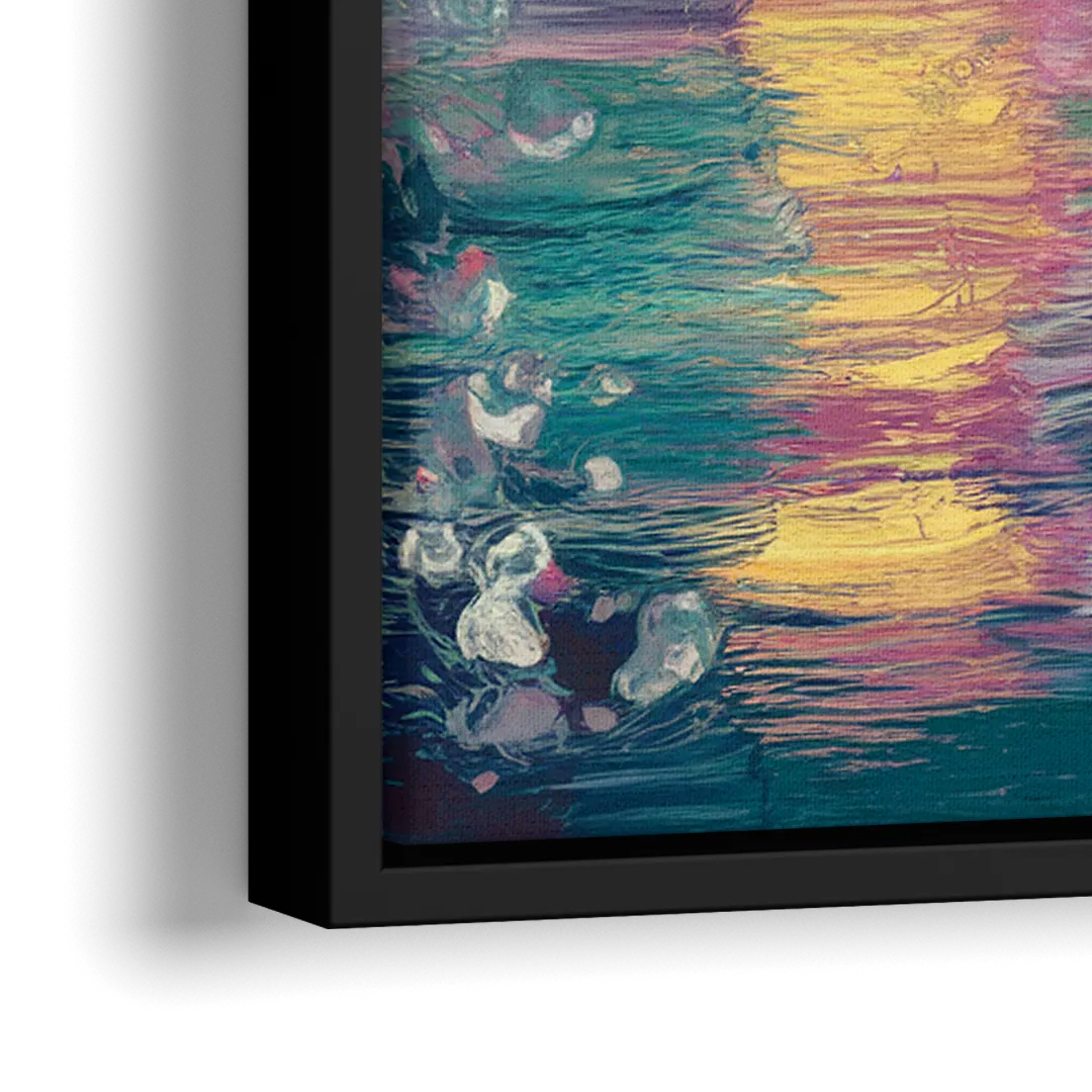 New Orleans Skyline at Sunset - Close-Up Black Frame Canvas