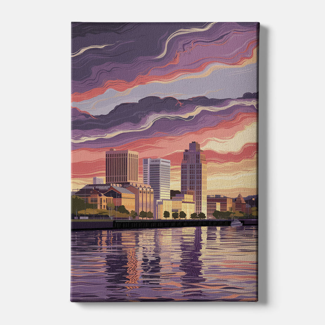 Norfolk Skyline at Sunset - Canvas Wall Art
