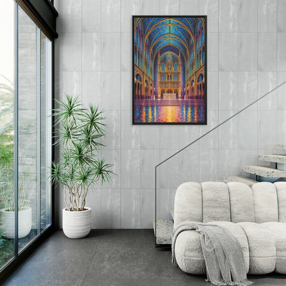 Notre Dame Basilica Interior - Living Room Black Frame Canvas