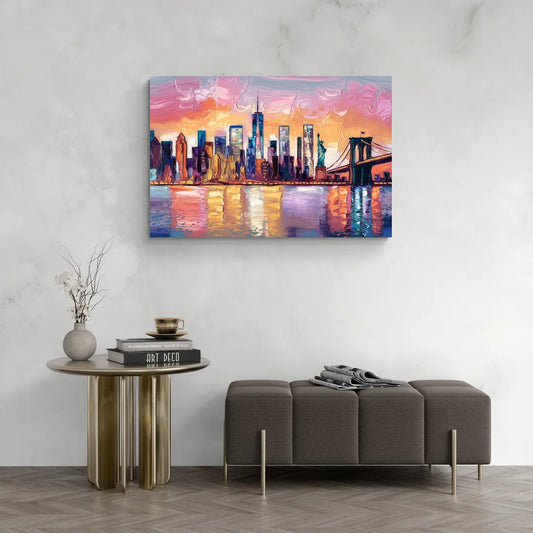 New York City Artistic Watercolor View - Canvas Wall Art Living Room