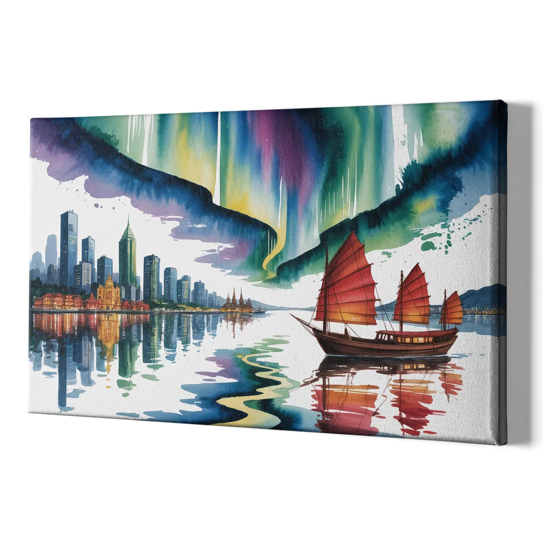 Victoria Harbour Lights - Canvas Print Art Sides