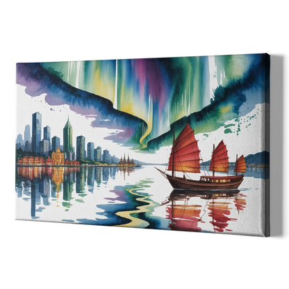 Victoria Harbour Lights - Canvas Print Art Sides