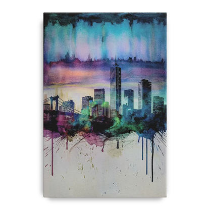 Boston Skyline in Watercolor - Canvas Wall Art
