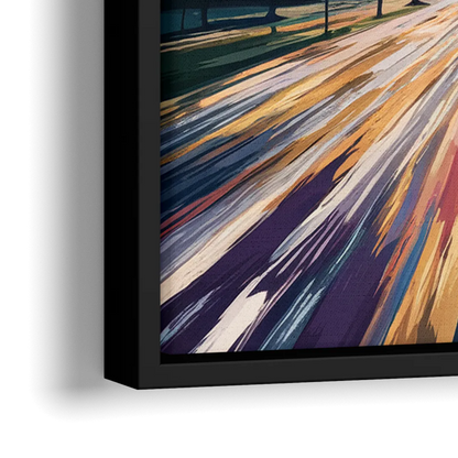 Raleigh Urban Night Lights - Close-Up Black Frame Canvas