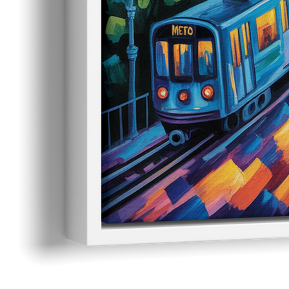 Montreal Metro Art - Close-Up White Frame Canvas