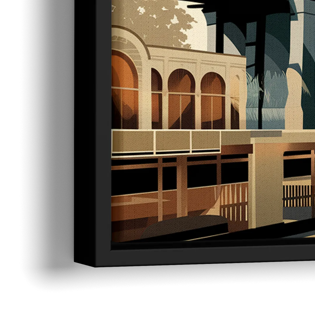 New York Brooklyn Bridge And Statue Of Liberty - Close-Up Black Frame Canvas
