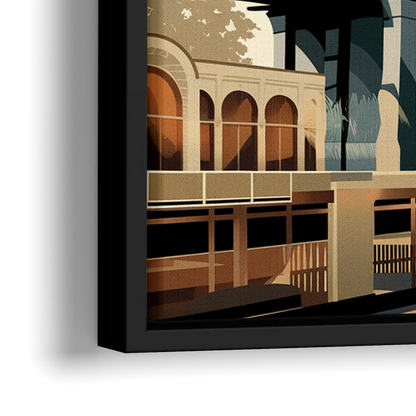 New York Brooklyn Bridge And Statue Of Liberty - Close-Up Black Frame Canvas